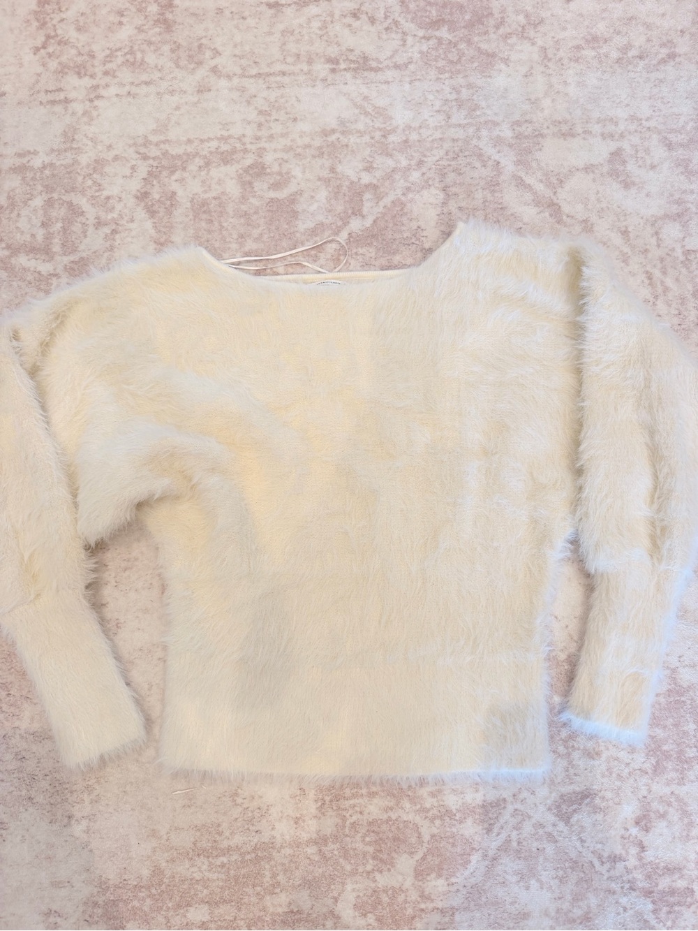 Anthropologie Plush Faux-Fur Boatneck Sweater - Ivory